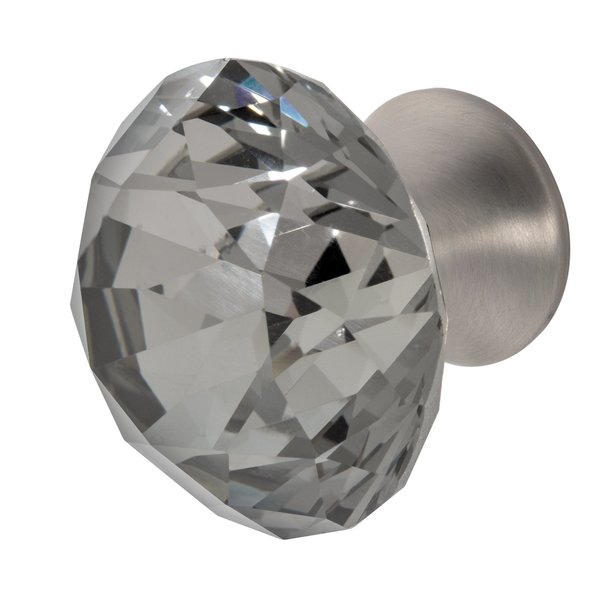 Wisdom Stone Nina Cabinet Knob, 1-3/8 in dia., Satin Nickel with Smoke Crystal 4223SN-SM